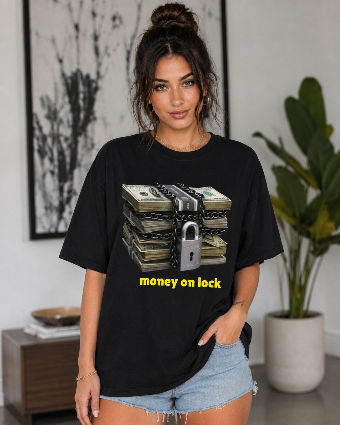 Money On Lock tee worn
